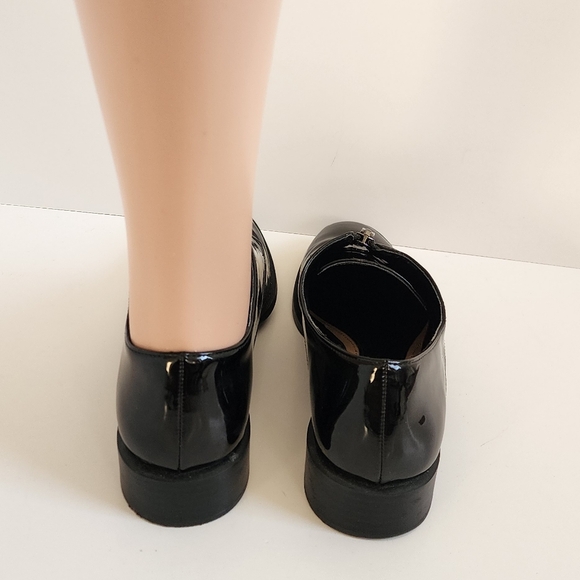 ZARA LOAFERS BLACK PATENT ZIP SHOES 38 7.5 - Picture 5 of 11